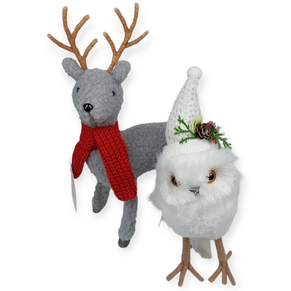 Target Wondershop 2024 Gray Reindeer & White Owl Christmas Winter Decor